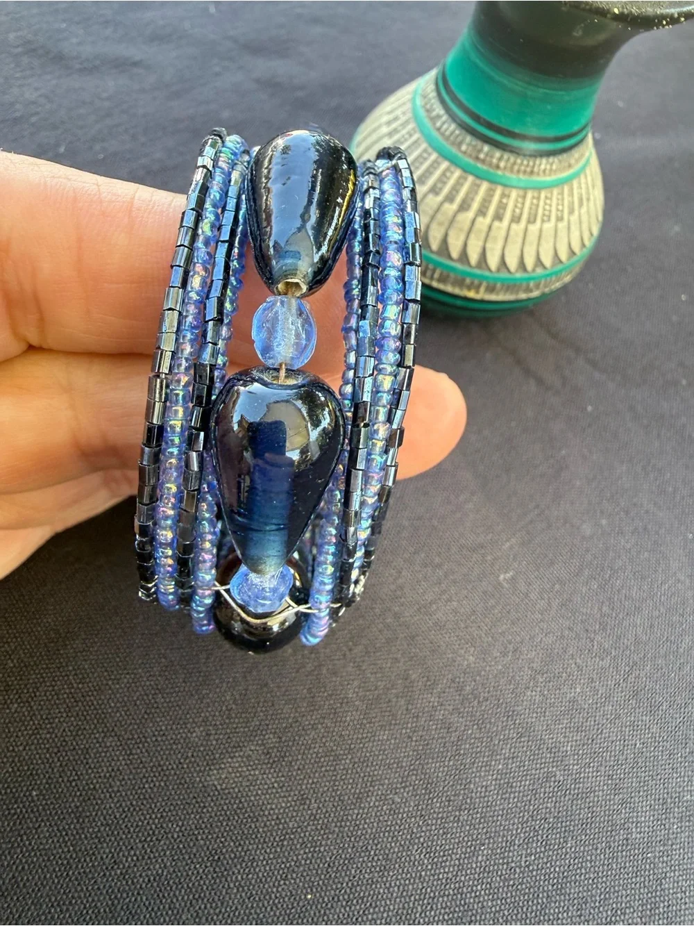 Beautiful black with various size  Beads bracelet